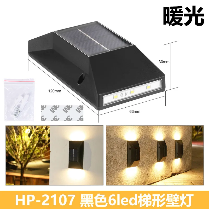 Imagem -05 - Impermeável Solar Wall Light Exterior Varanda Garden Decor Lamp Novo Super Bright up And Down Luminous Street Lighting 6led