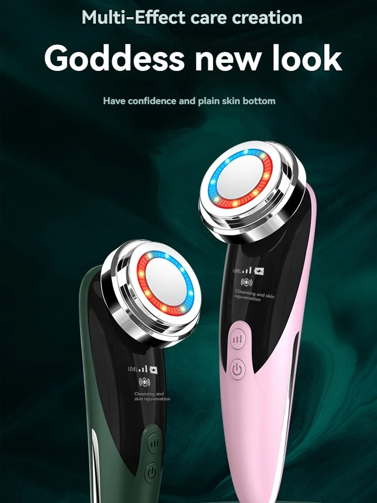 Facial Massage and Infusion Device Lifting Firming Cleansing and Detoxifying Red and Blue Light Therapy Serum Infusion and Eye C