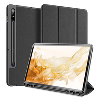 DUX DUCIS DOMO Series PU Leather Trifold Stand Cover for Samsung Galaxy Tab S7 / Tab S8, Auto Sleep/Wake Full Body Protective Fl