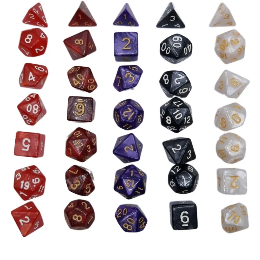 Acrylic Cube Dice Boardgame Resin Digital Dices Double Color Dice Digital Game Dice Polyhedral Dice Set Pearlescent Dice