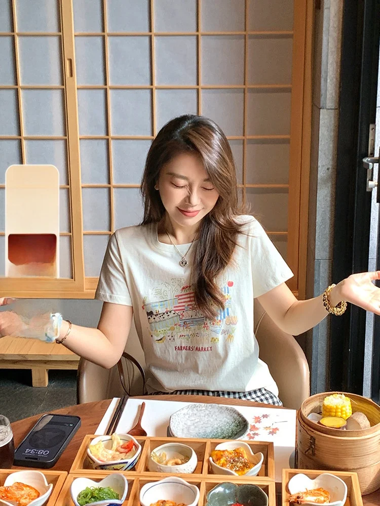 

Летний комплект с принтом в клетку, ручной работы, повседневный, с круглым вырезом, коротким рукавом, для взрослых женщин, модный комплект