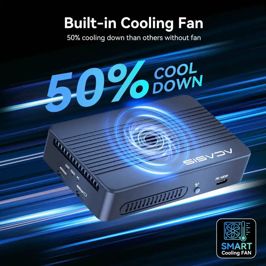 Thunderbolt 3 40Gbps Docking Station Dual M.2 NVMe SSD Enclosure Thunderbolt 4 Hub PD 100W HDMI 4K 10Gbps USB-A