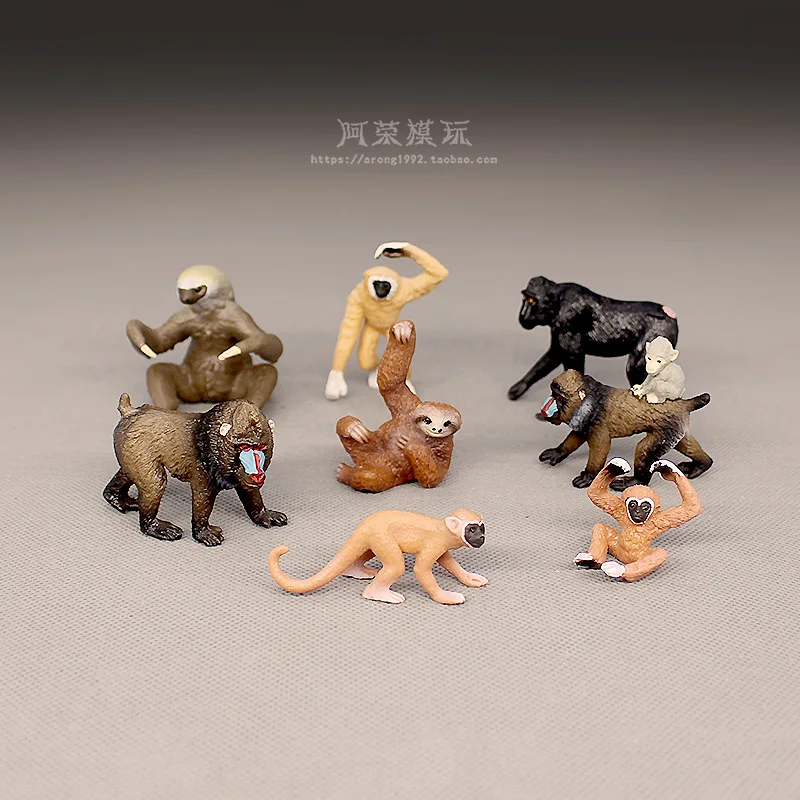 Cognitive Simulation Primate Wild Animals Action Figures Model Squirrel Monkey Gibbon Mandrill Miniature Ornament Accessories