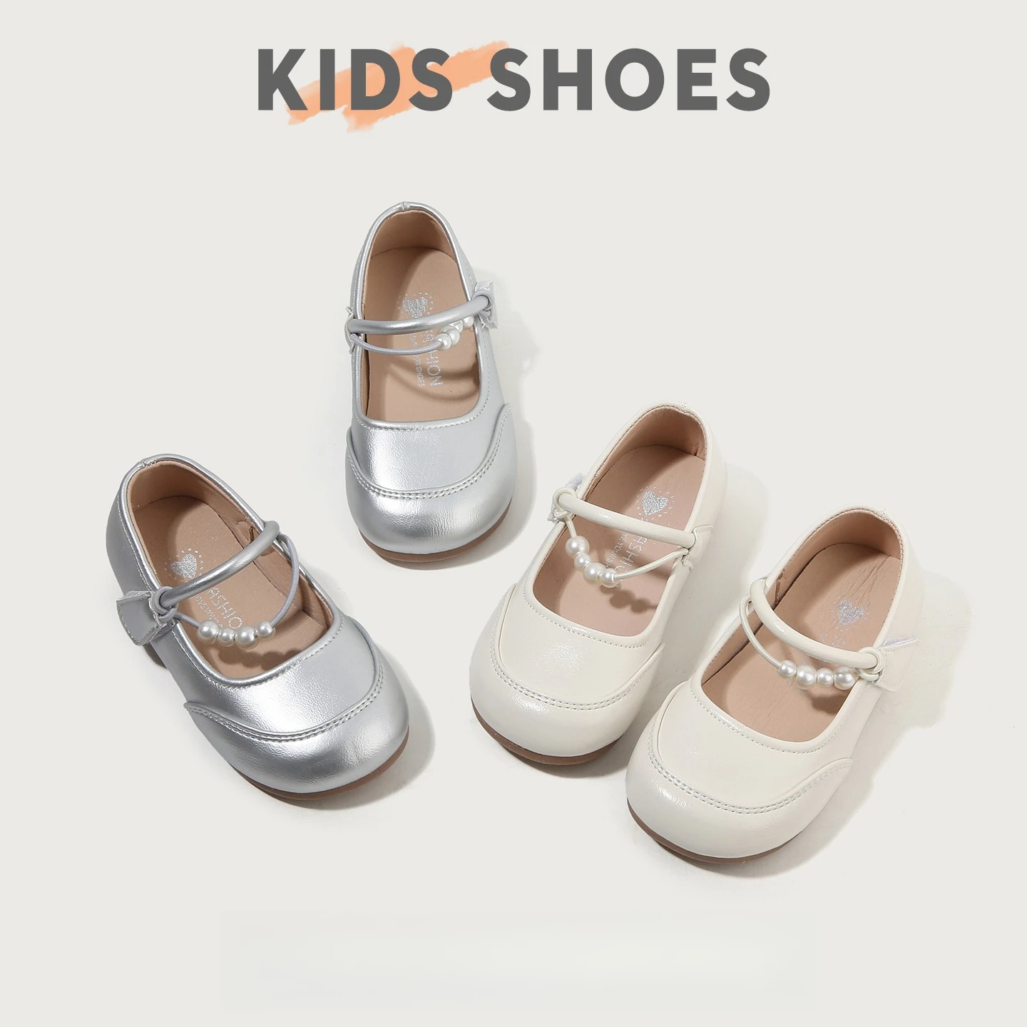 

Girls Shiny Beaded Strap Leather Shoes 2026 New Spring Toddler Mary Jane Flats Soft Sole Classic Simple Girls Party Footwear