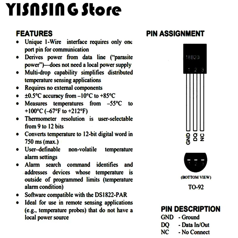 10PCS Waterproof 18B20 Temperature Sample DS18B20 Temperature Sensor Stainless Steel Package 1Meter/2 Meters/3Meters Wire