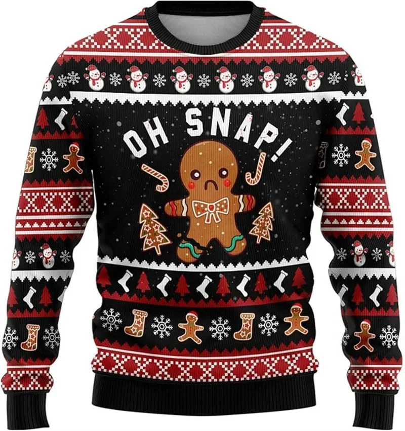 Parent-child Christmas Funny 3D Print Gingerbread Pattern Ugly Sweater Gingerbread Cottage Pullover Sweater
