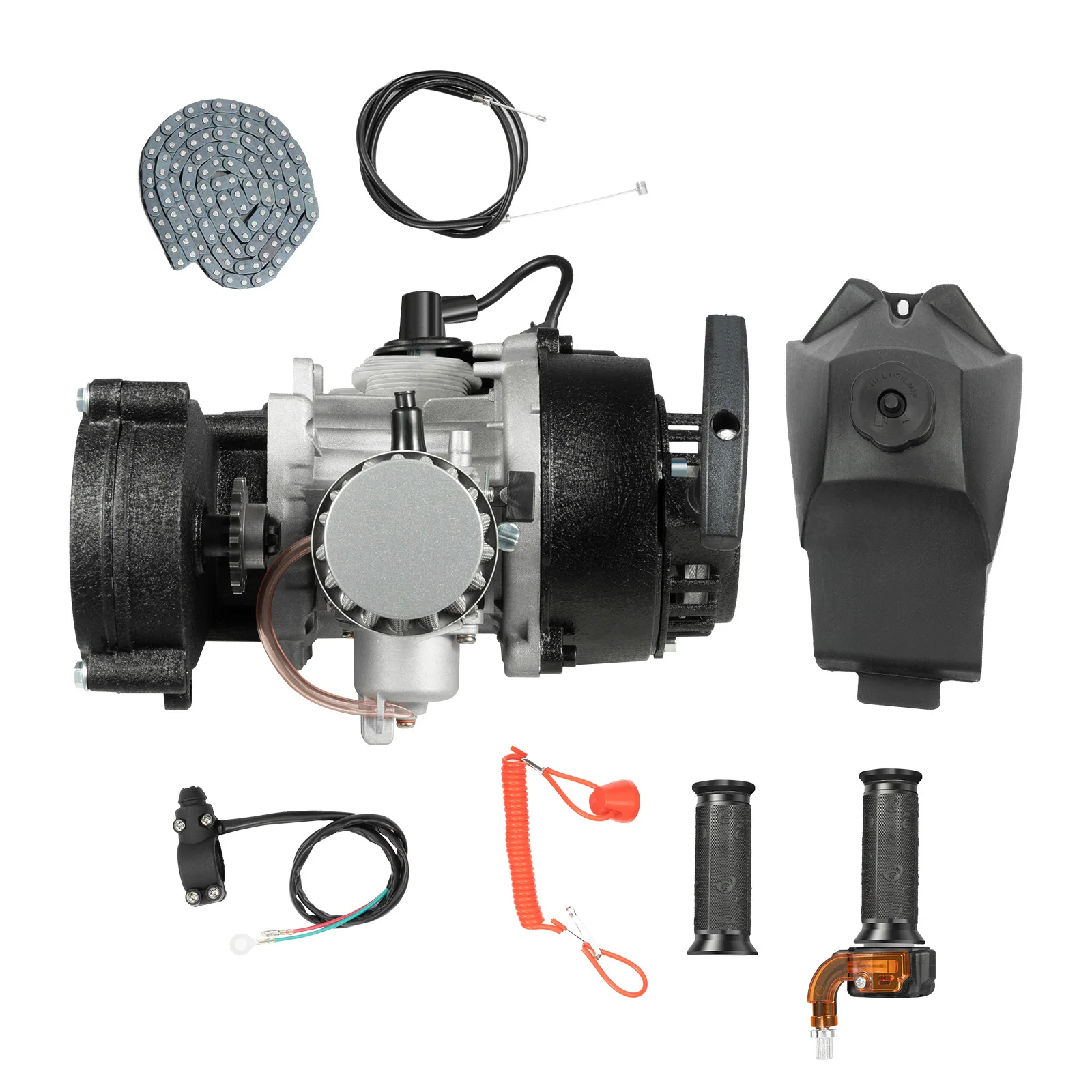 2 Stroke Engine Kit Motor Set 49.85CC Pull Rope Start Bike Engine for Pocket Bike, Mini Dirt Bike, Beach Bike, ATV, or Scooter