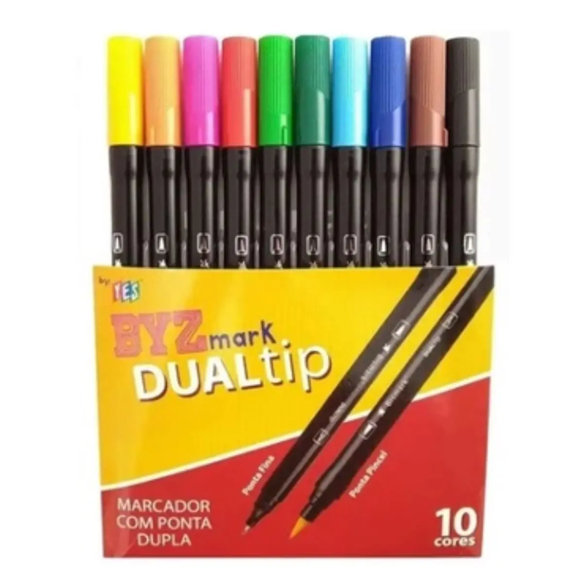 Kit 10 Colors Markers Double Tip Yes Dualtip Bismark Artistic Works Fast Drying Beautiful