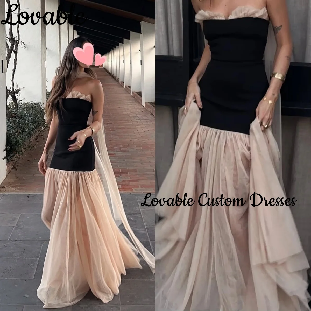 

Wedding Party Dress Customize A-Line Strapless Floor-Length Luxury Evening Dresses Ruffle Zipper Up Sleeveless Dresses For Prom