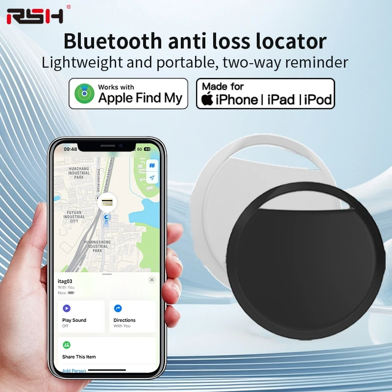 

Смарт-метка RSH, GPS-трекер для поиска ключей от воздуха, кошелек для домашних животных, велосипедная Bluetooth сигнализация против потери, мини-локатор работает с iOS Find My