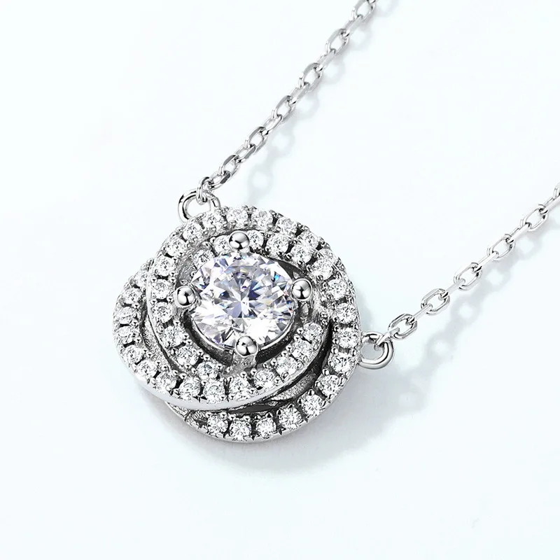 Cross Border New Product S925 Silver Mosonite Necklace Women's Rose Collar Chain Fashion Light Luxury