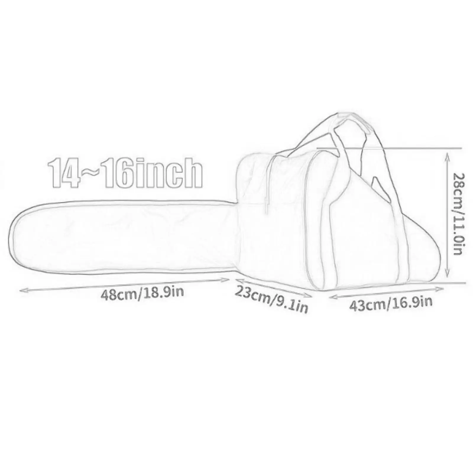 Bolsa de transporte para motosserra, acessórios de proteção com zíper conveniente