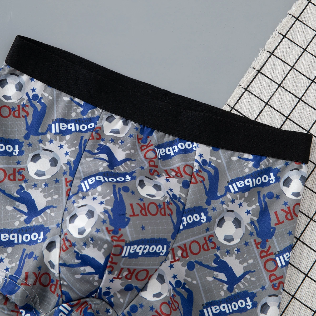 8/4-teiliges Set niedlicher Fußball-bedruckter Unterwäsche für Kinder, weiche und bequeme Boxershorts für Jungen, lässige Basic-Shorts für Zuhause – Detail 14