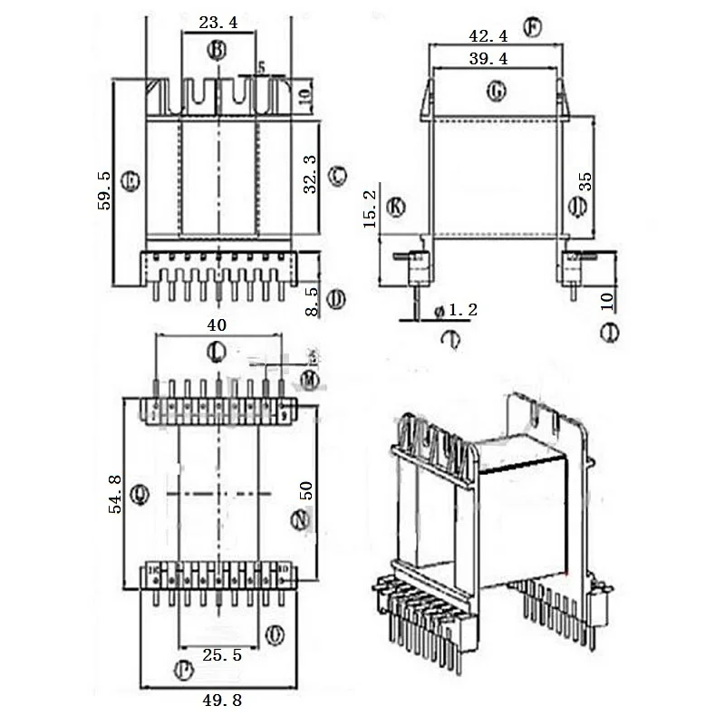 Transformador de alta frequência ee70 núcleo macio e bobina horizontal 9 + 9 pinos 1 set/lote frete grátis