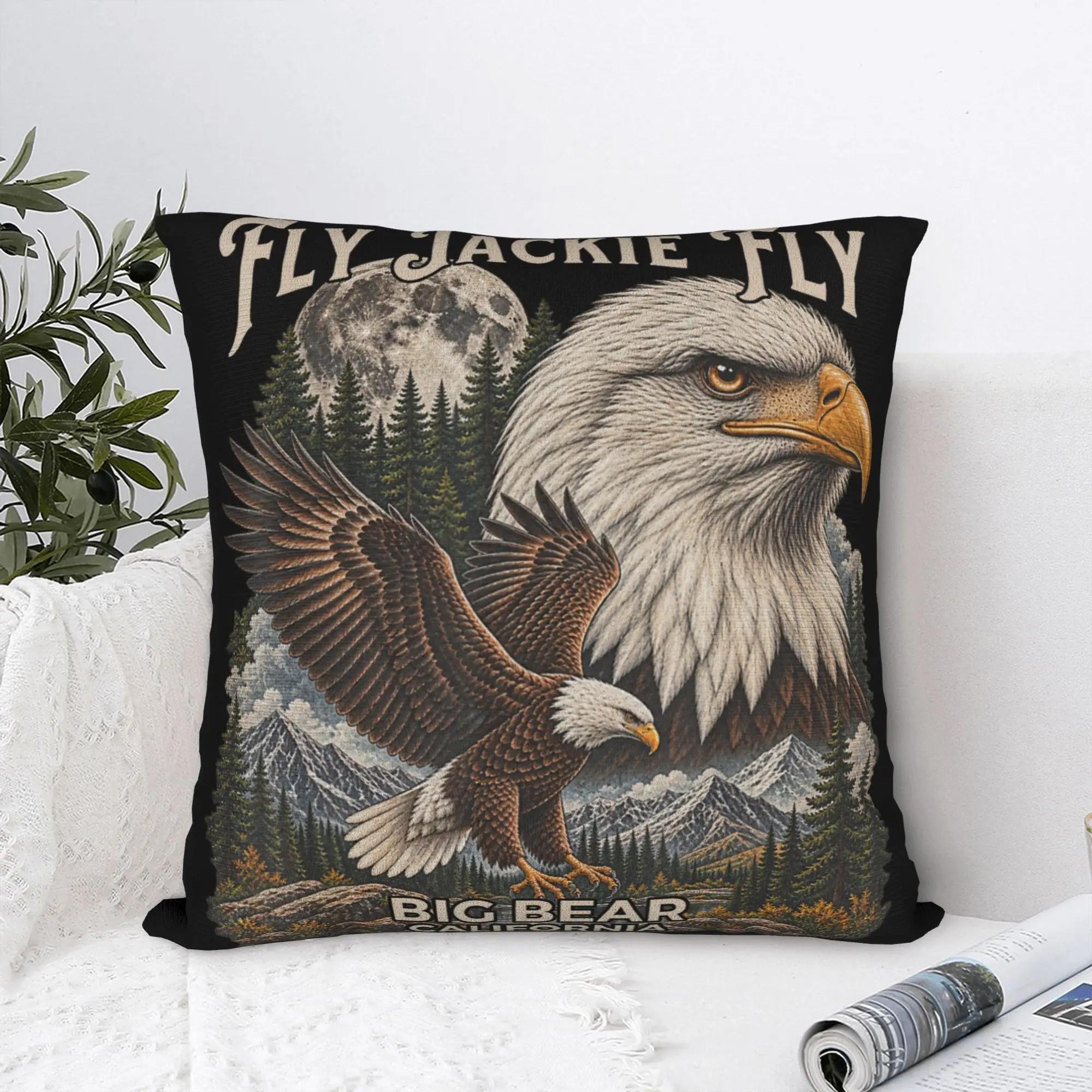 Jackie The Big-Bear Eagle Pillowcase Soft Polyester Cushion Cover Decoration Support California Wildlife Throw Pillow Case Cover