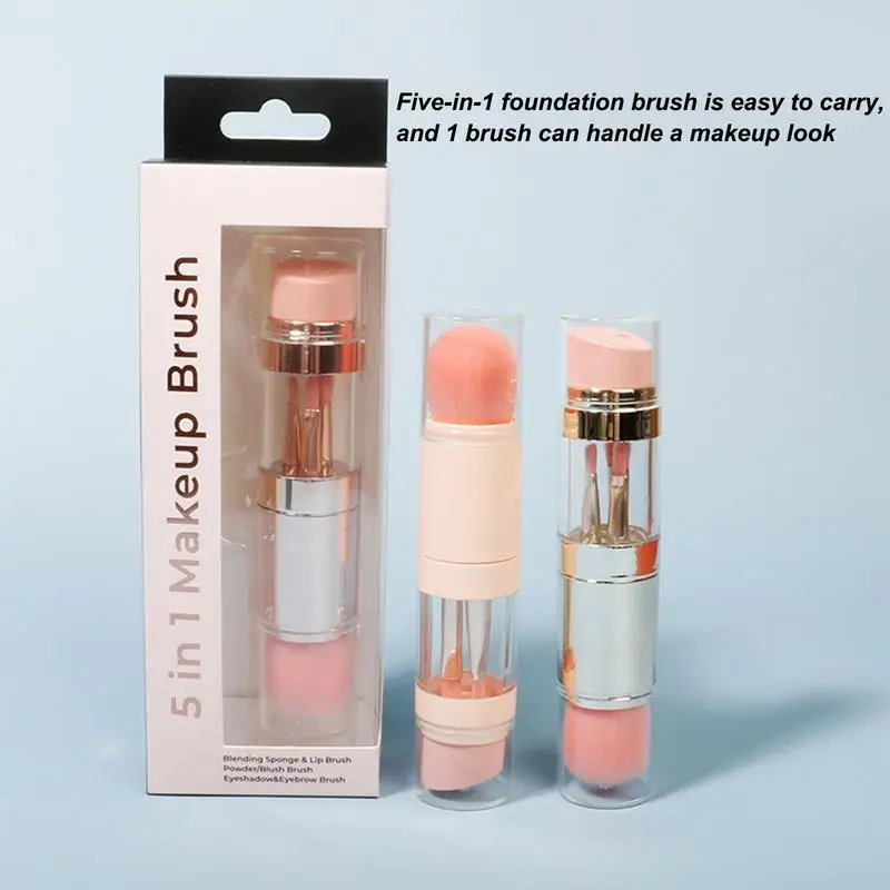 Ensemble de pinceaux de maquillage portables 5 en 1, Kit de pinceaux pour fard à paupières de voyage, correcteurs de poudre de fond de teint, applicateur d'ombre à paupières, outils de beauté