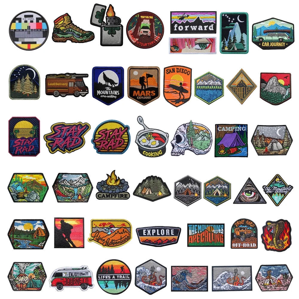 NOWY projekt Alpinizm ODKRYJ Przygodę 3D Haftowana naszywka Off-Road Travel Car DIY Morale Magic Armband Z plecakiem patch
