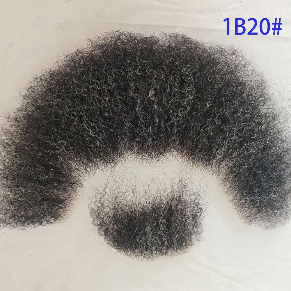 Afro Curl Human Hair Fake Beard For Men Fake Mustach Beard False Facial Hair Hand Tied Lace Beards