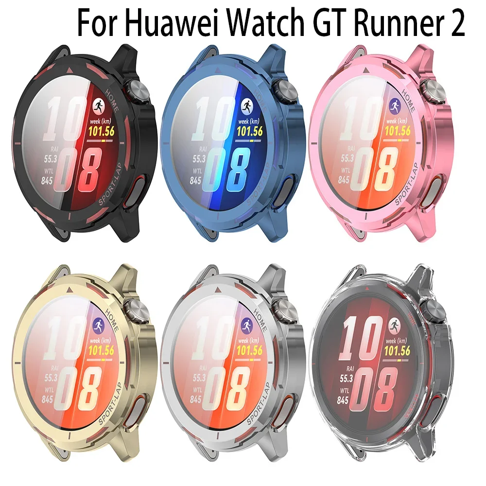 Full Protective Case Cover Shell For Huawei Watch GT Runner 2 Replacement Accessories Frame soft Cases 360 TPU Screen Protective