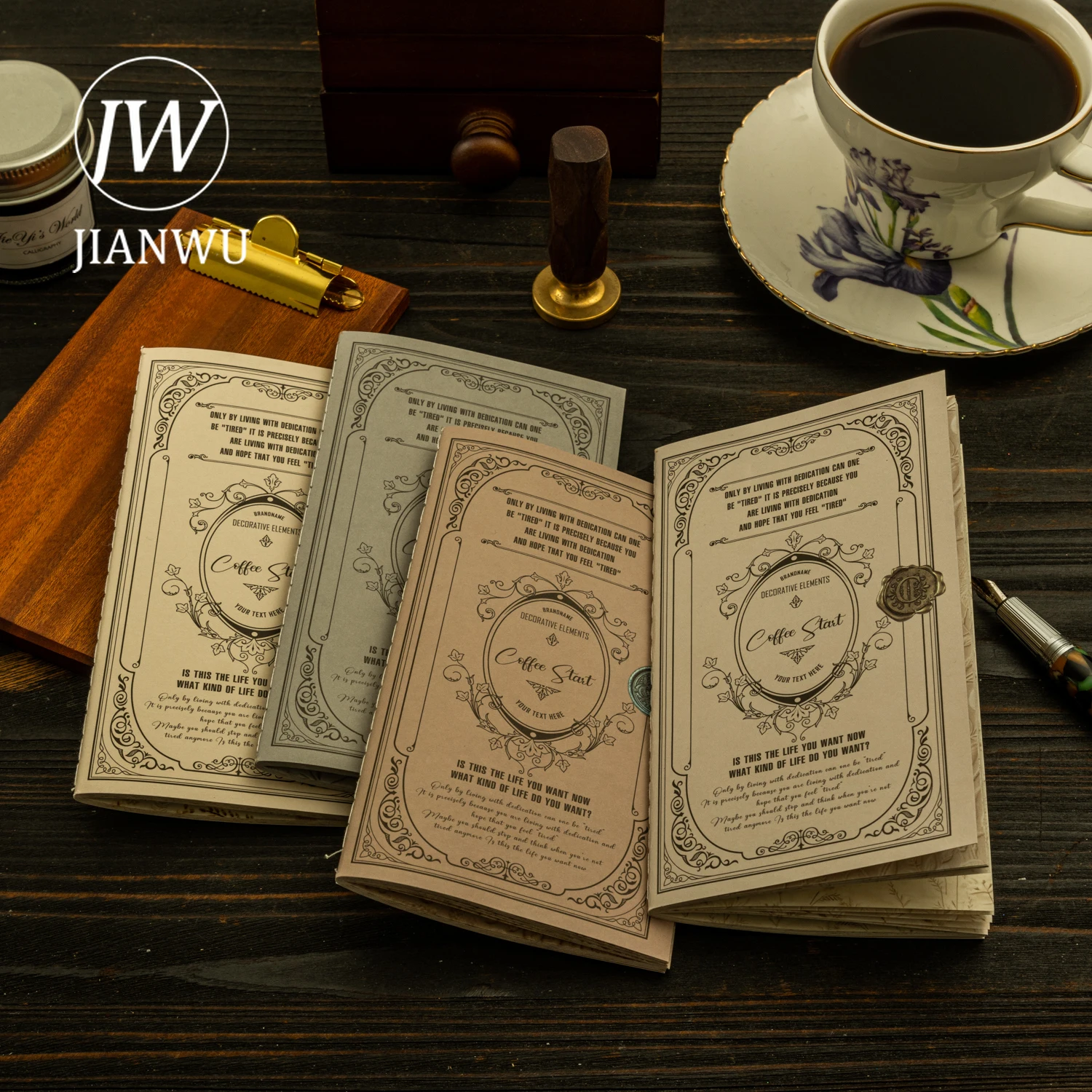 JIANWU 15 Sheets Start with A Cup of Coffee Series Vintage Flower Collage Material Paper Creative DIY Junk Journal Stationery