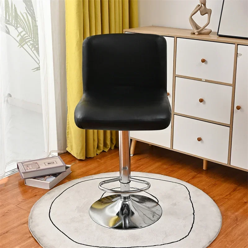 Pu Leather Bar Stool Chair Cover Stretch Spandex Office Chair Slipcovers Elastic Short Back Chairs Covers Dining Room Kitchen