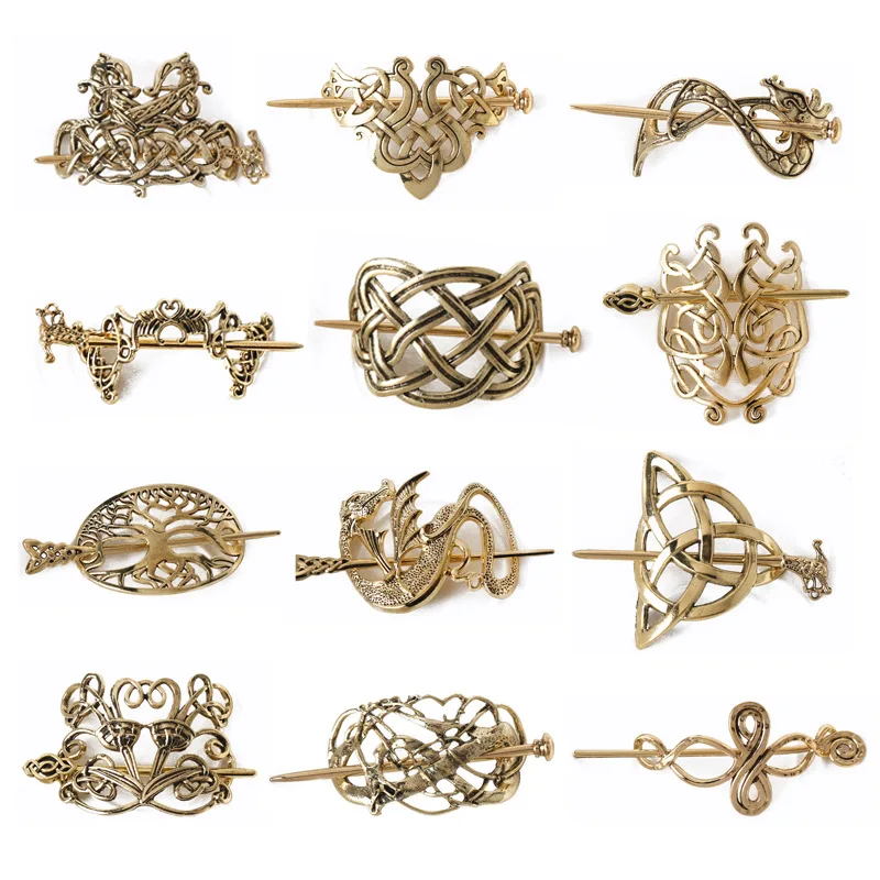 Women Celtic Hair Slide Hairpins Viking Celtic Hair Clips Celtic Knot Hair Stick Metal Hair Barrette Hair Pin Retro Hair Accesso