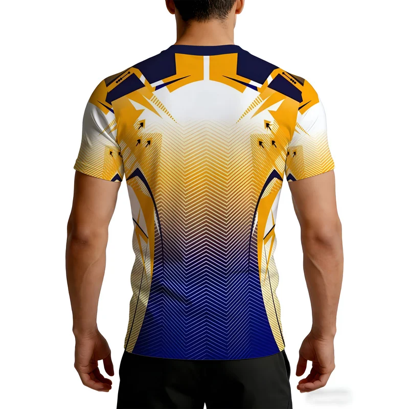 Men's Body Hugging Fitness Training Base Layer Short Sleeve T Shirt Breathable Quick Dry Crew Neck Printed Sportswear Casual