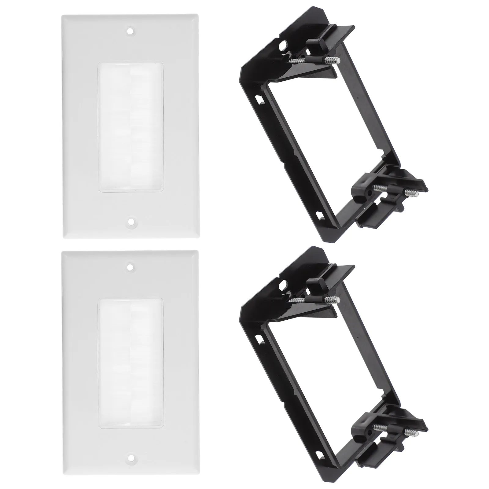 1Set Cable Outlet Plate Brush Wall Plate Low Voltage Mounting Bracket Cable Pass-Through Wire Entry Panel for