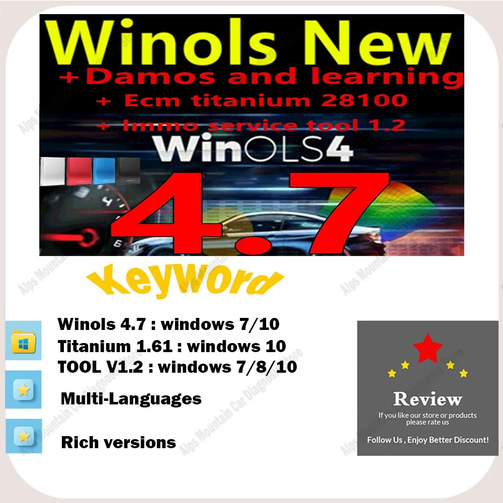 

WinOLS 4.7 Car Software with Plugins 2021 Damos +ECM Titanium -IMMO SERVICE Tool V1.2 Comprehensive Data for Vehicle Diagnostics
