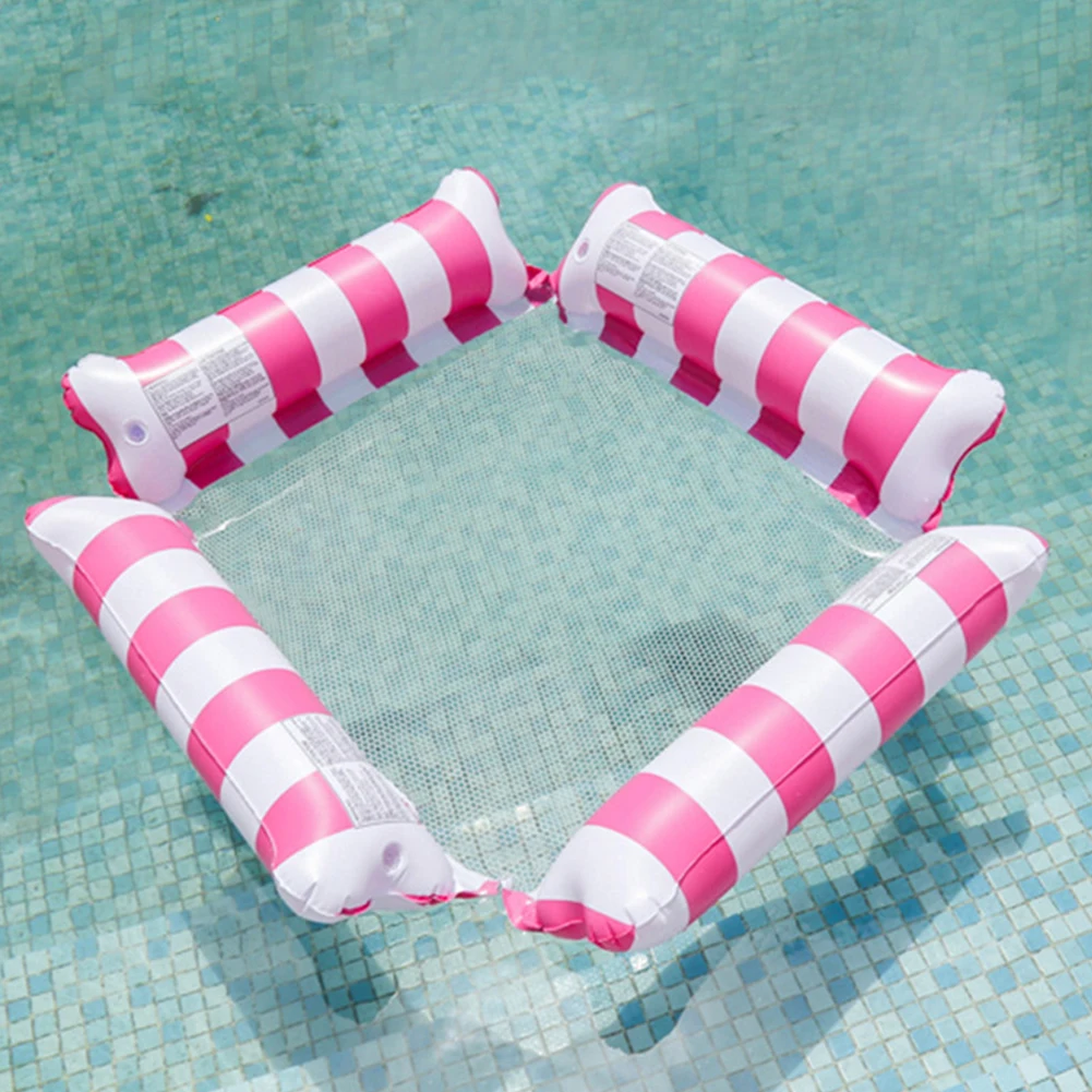 PVC Inflatable Hammock Bed Comfortable Stripe Water Floating Bed Portable Leak Proof Lightweight for Summer Pool Supplies