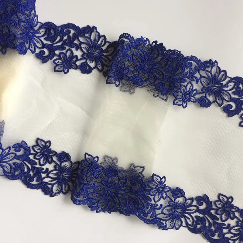 

20Yards Sapphire Embroidery Lace Trim For Skirt Hem Clothes Sewing Material DIY Apparel Dress Fabrics