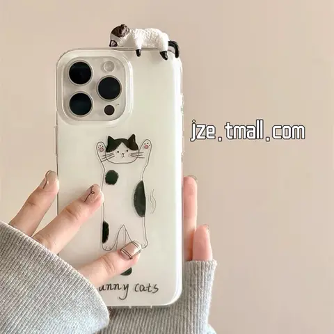 Lazy 3D Funny Cat Cartoon White Acrylic Hard Phone Case for Samsung Galaxy S25 Ultra S24 FE S23 Plus S22 S21 A12 A32 A52 A30S