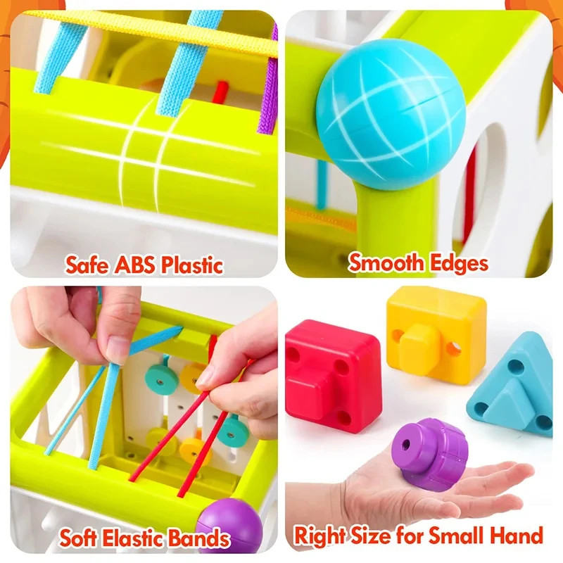 6 In1 Baby Activity Cube Montessori Educational Toy Stacking Blocks Puzzles 6 12 Months Infant Shape Sorter Sensory Traning Toys