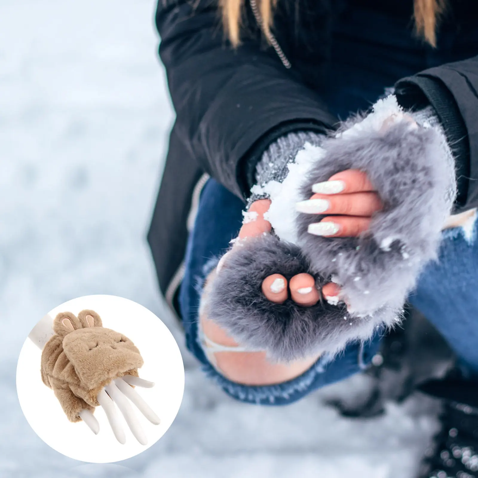 

1Pair Winter Touchscreen Warm Gloves Thick Cartoon Mittens Cold Protection Kids Lovely Gloves Cold Protection Mitts