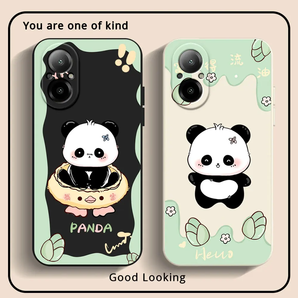 Cute Panda Case For Realme C67 4G 5G C11 2021 2020 C25S C12 C21Y C25Y C51 C53 C20 C30 Shockproof Matte Soft TPU Silicone Cover