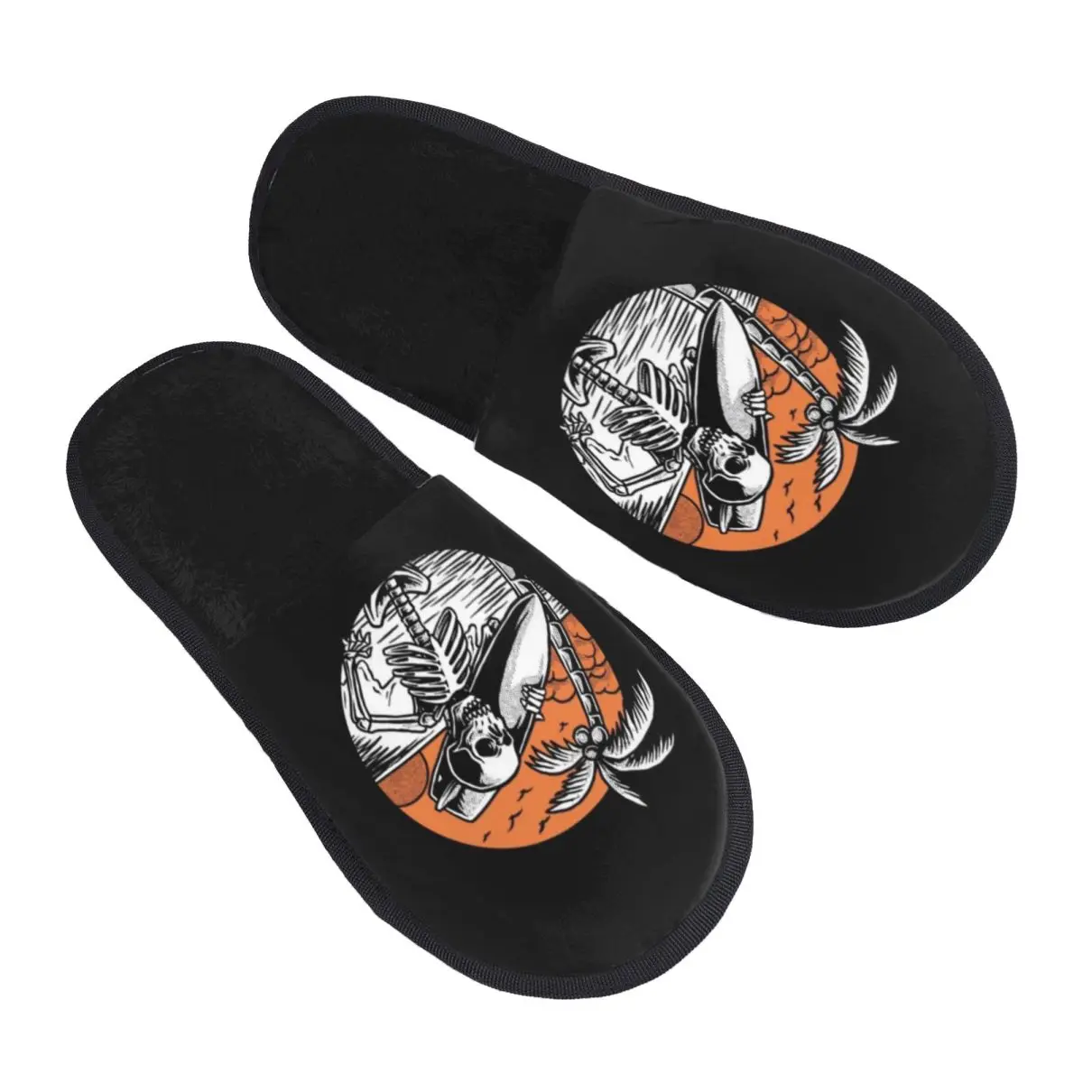 

Custom Summer Surf Skeleton Surfing Memory Foam Slippers Women Comfy Warm House Slippers