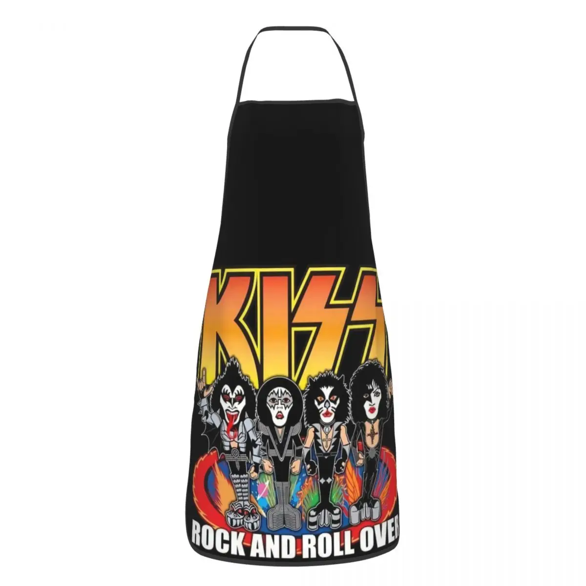 

Фартук унисекс с принтом Kiss Rock Roll Music для взрослых, для мужчин и женщин, для шеф-поваров, для кухни, для приготовления пищи, для любителей хэви-метал, для садоводства
