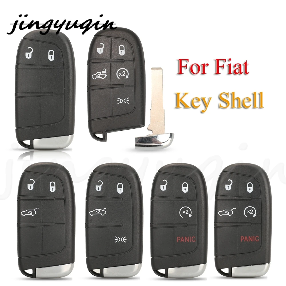 

jingyuqin 3/4/5BTN Replacement Remote Smart Key Shell For Fiat 500 500L 500X Toro 2016 2017 2018 2019 Car Key Case SIP22 Blade