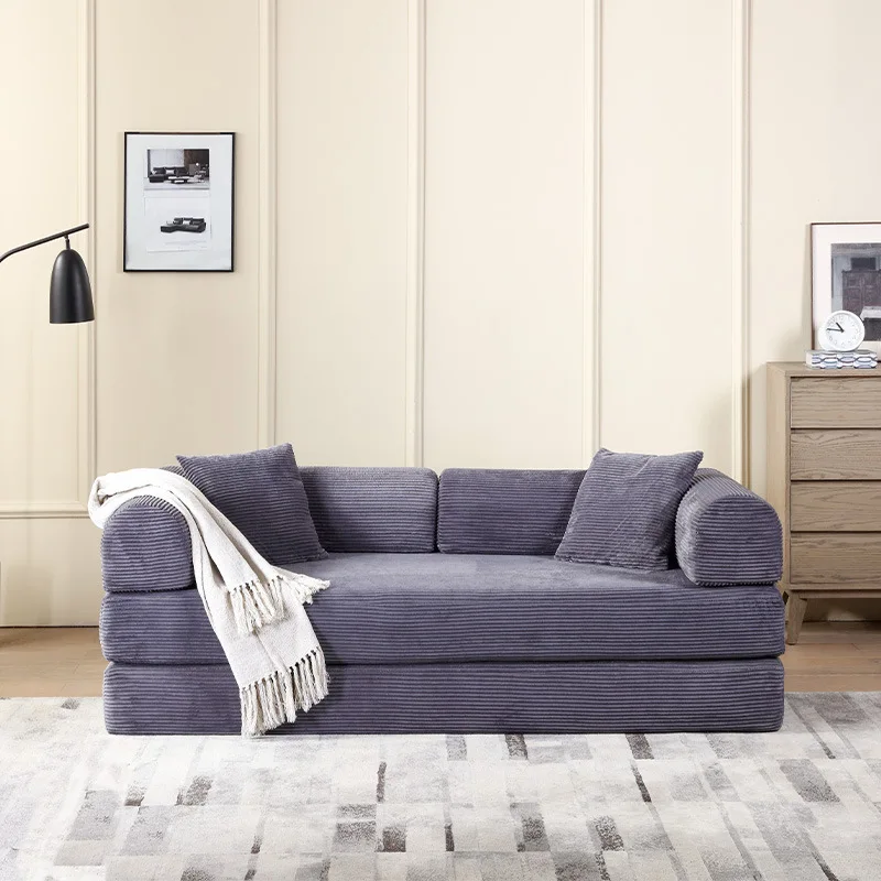 High-density sponge compression sofa small apartment three-person corduroy sofa bed living room cross-border export