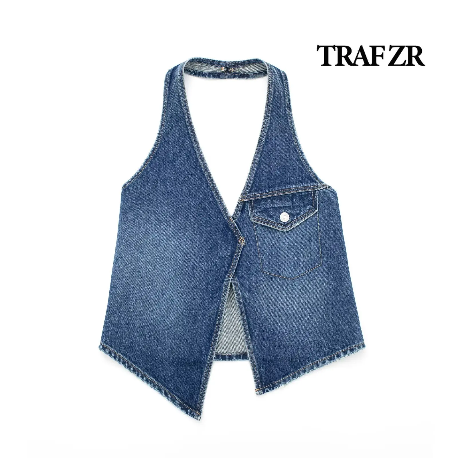 Sivatu Traf Vitage High Street Top Women Crop Top Y2k Harajuku Women\'s Cropped Gothic Sexy Denim Top Vest for Women Corset