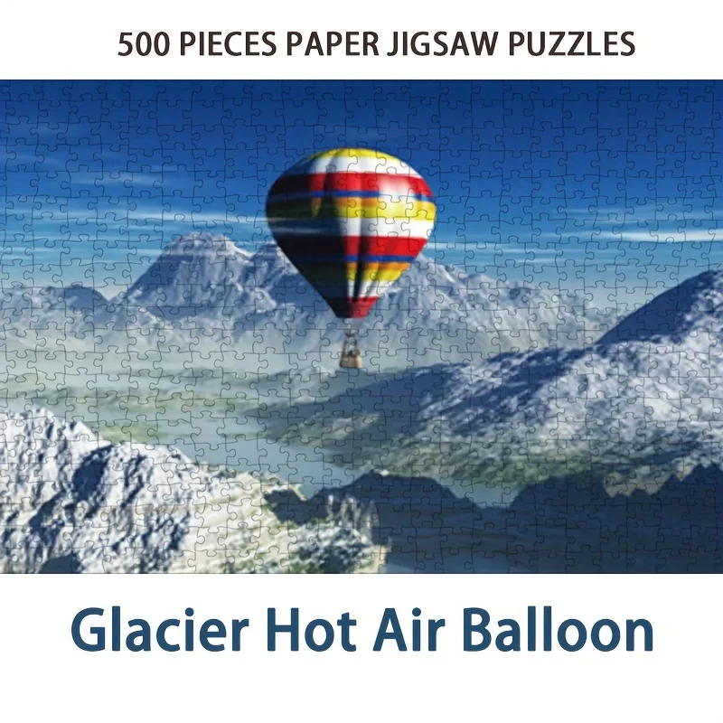 500 قطعة من أحجية الصور المقطوعة بالهواء الساخن الجليدي للبالغين، 14 × 11 بوصة، كرتون ممتاز، منظر طبيعي جبلي تحدي