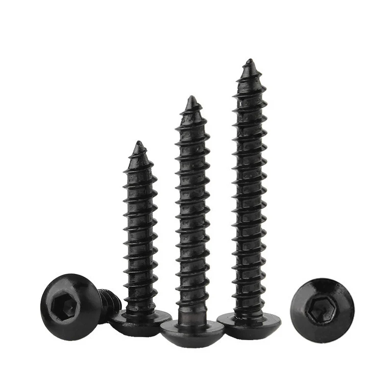 Hex Hexagon Socket M3 M4 M5 M6 Screw Carbon Steel Black Button Round Head Self Tapping Screws Grade 8.8