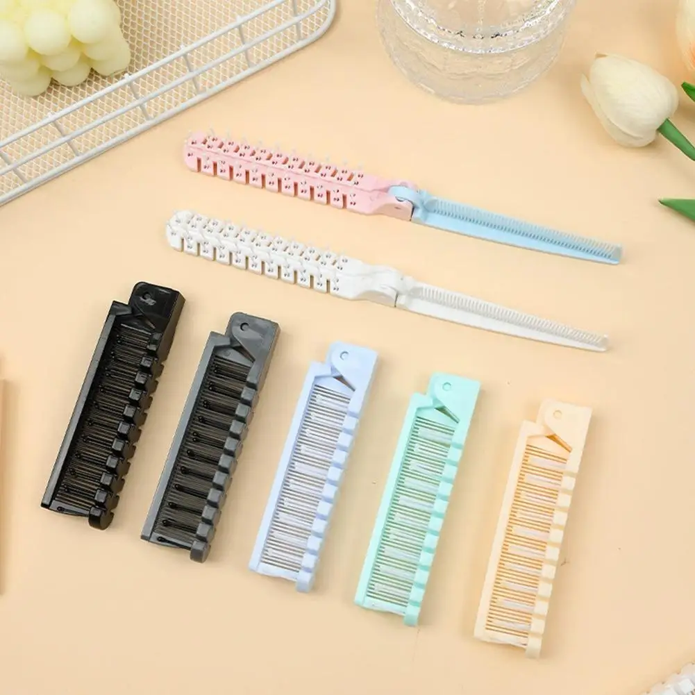 Portable travel folding comb brush anti-static styling massage comb professional hair styling tool Special for real hair wigs