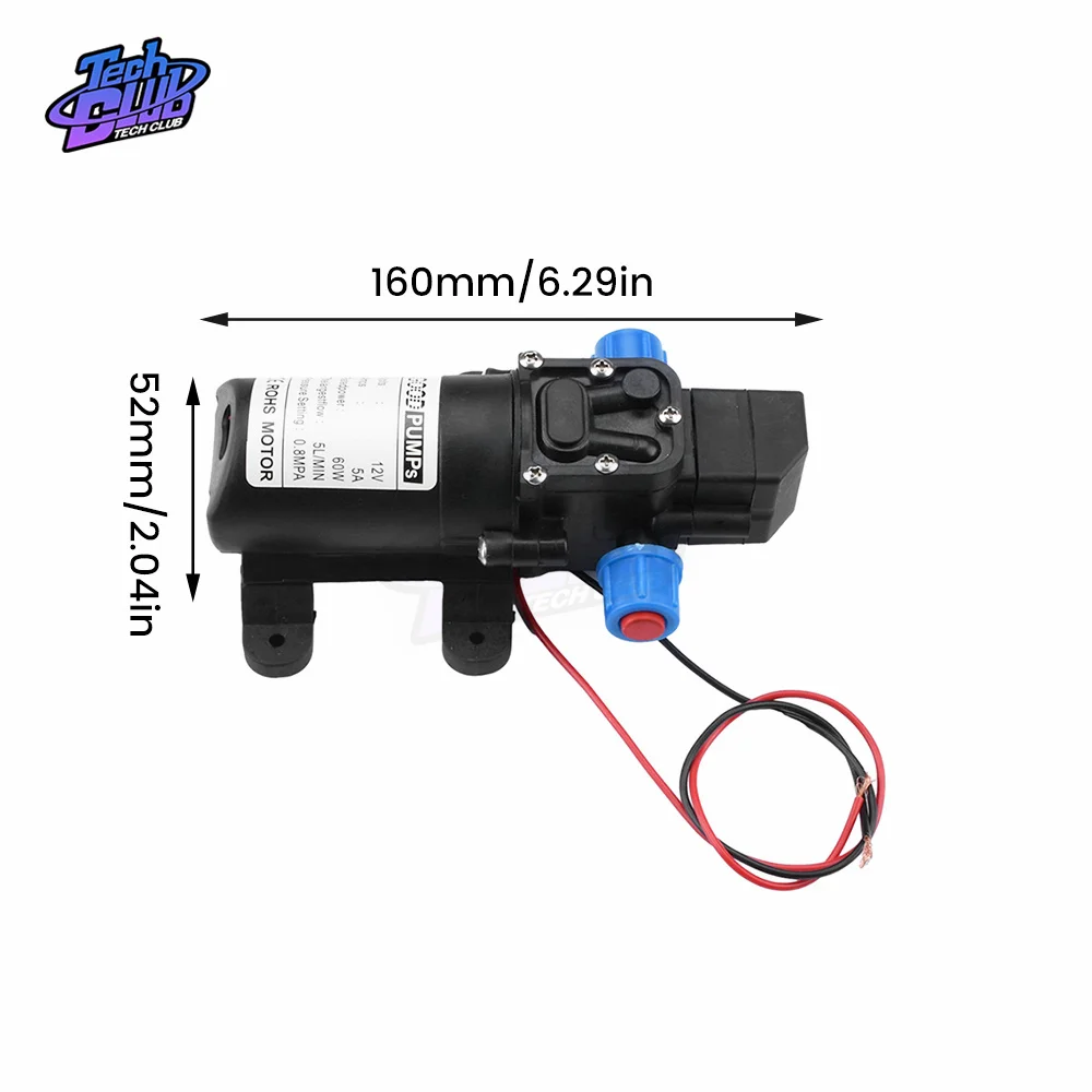 DC 12V 60W 120PSI 5L/MIN Agricultural Electric Water Pump Black Micro High Pressure Diaphragm Water Sprayer Car Home Supply