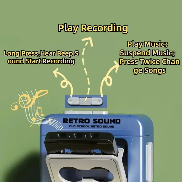 2PCs Creative Vintage Mini Retro Cassette Recorder Music Key Chain Cute Mini Player Commemorate Keyring for Couple Friends Gift