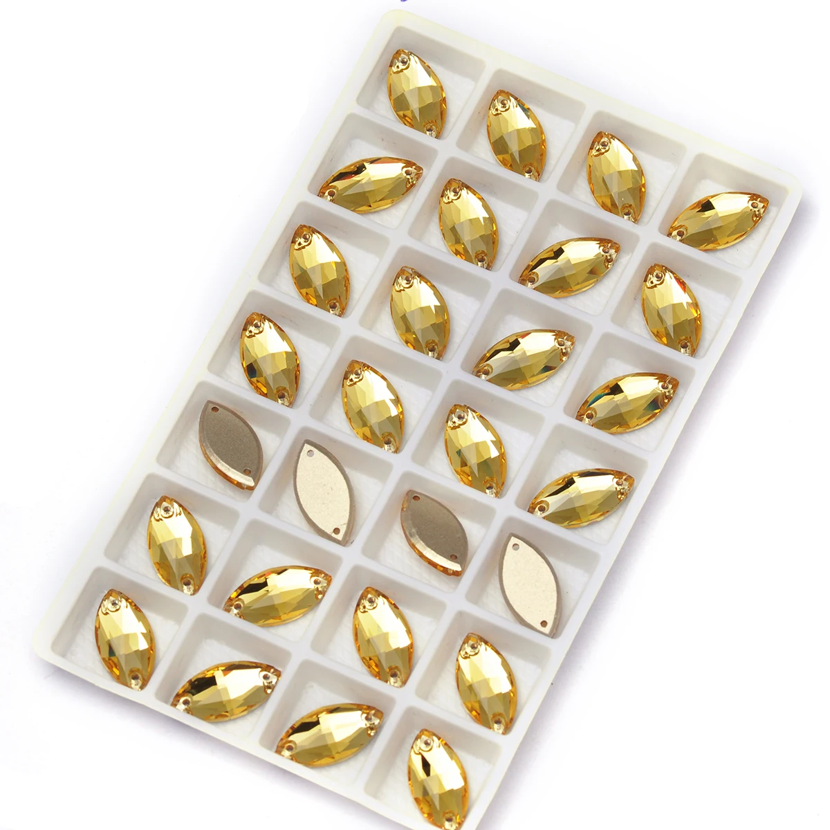 Pubrilex Navette-förmige aufnähbare Strasssteine aus Glas mit Glitzer und abgeschrägten Kanten für Eiskunstlauf, Gymnastikanzüge, Kleidung, Handarbeiten und Kleider. – Detail 15