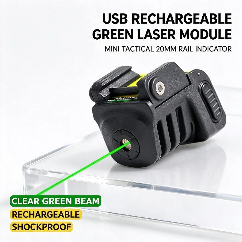 Shockproof USB Rechargeable Green Light Marker, 20mm Rail Mount Mini Locator, Hobby Diorama Scene Decor Gadget