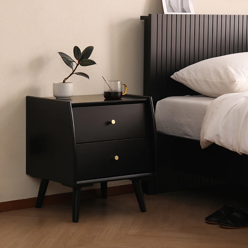 

Black Storage Night Table Modern Retro Simple Organizer Unique Cool Nightstands Luxury Drawers Mesitas De Noche Furnitures