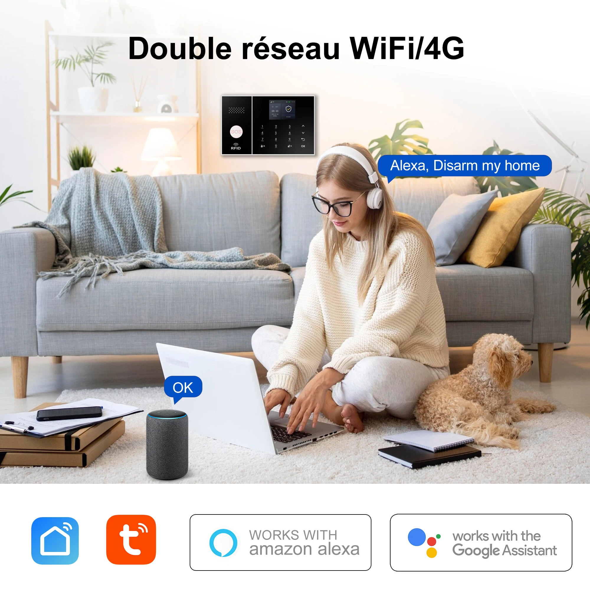 

XUK Complete Home Security Kit:Total Protection with Smart Door&Motion Sensors Connect via Wi-Fi,and Control with Alexa or Phone