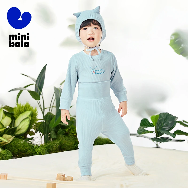 

Mini Bala Boys and Girls Homewear Set Baby Breathable Cotton Pajama Set Non Sweat Sleepwear
